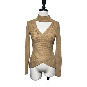 ASTR Tan Sexy Fitted Turtleneck Ling Sleeve Sweater Size XS
